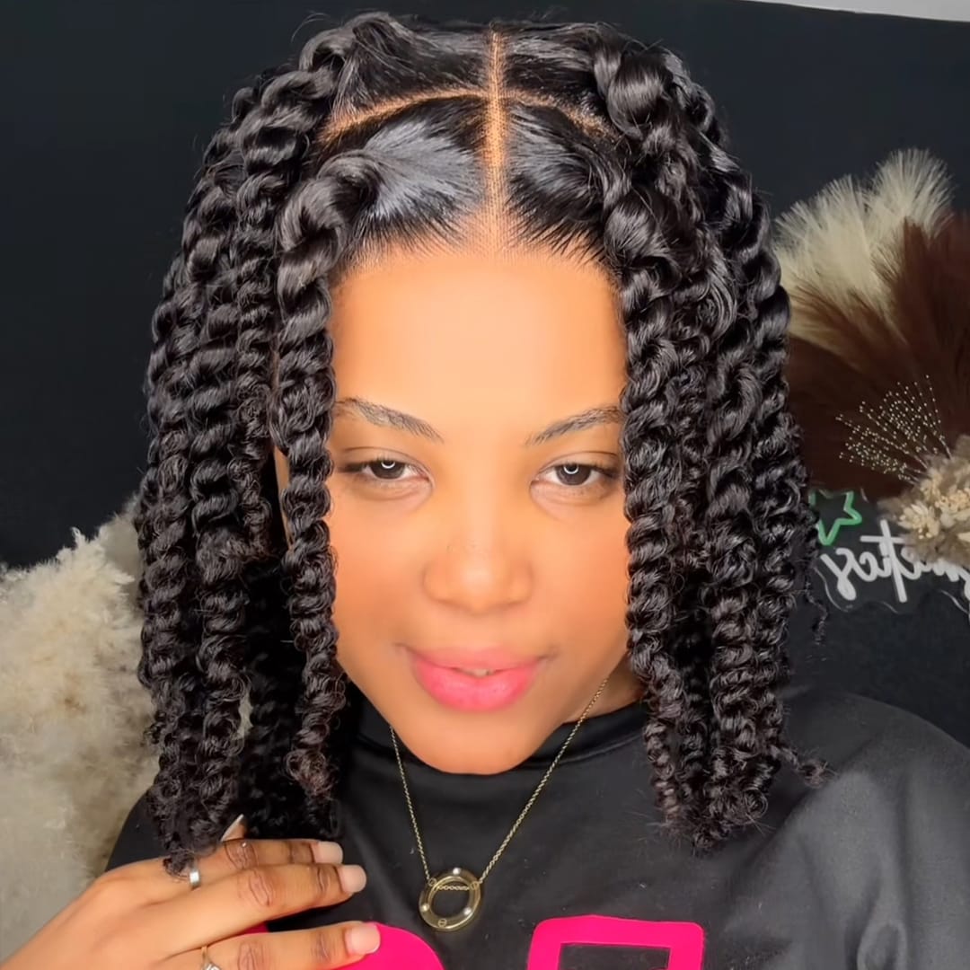 AILUXY Perruque Sans Colle HD lace Passion Twists Avec Boucles Ultra Rebondies et Volume Maximal