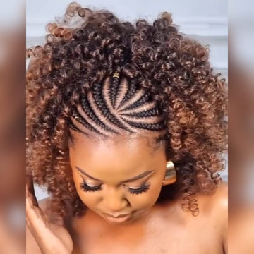 AILUXY Lace Frontal Tressée Perruque Coiffure Afro Tresses Rayonnées Ombré