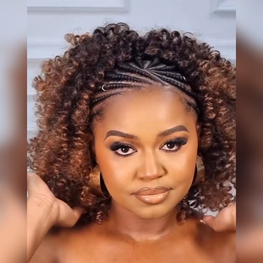 AILUXY Lace Frontal Tressée Perruque Coiffure Afro Tresses Rayonnées Ombré