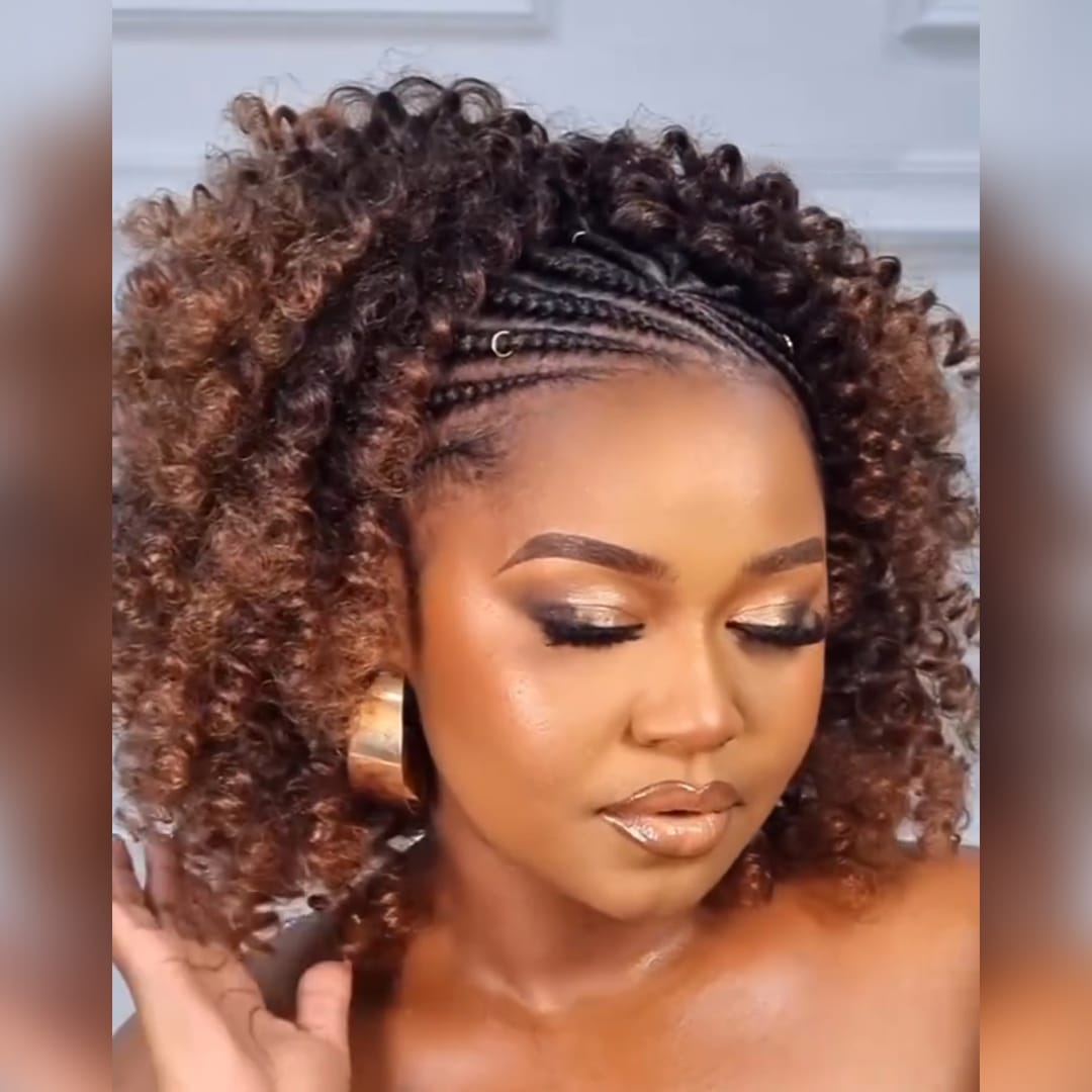 AILUXY Lace Frontal Tressée Perruque Coiffure Afro Tresses Rayonnées Ombré