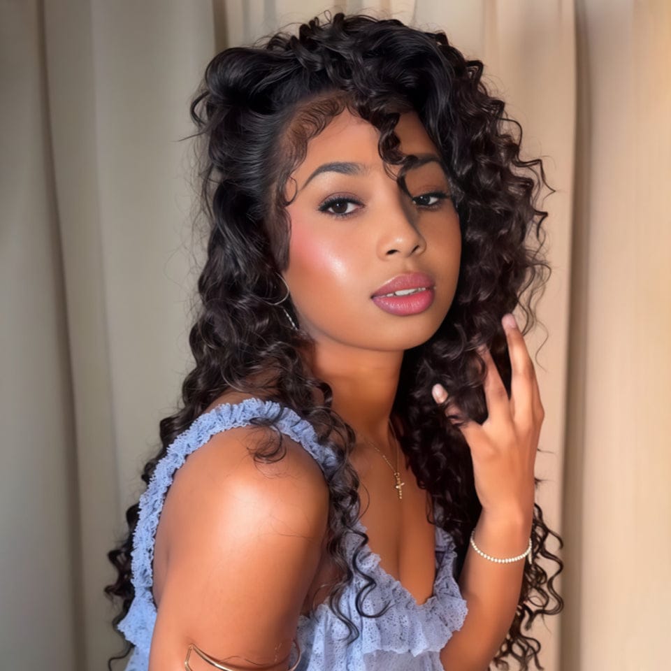 AILUXY 13x4 Lace deep wave Longue Noir Perruque PROMO FLASH