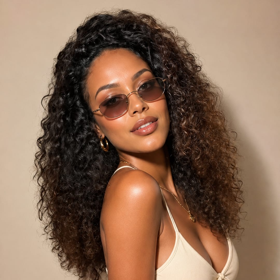 AILUXY 13x4 Lace Frontal 1bt4 curly  Perruque Court et Frisé Volume Maximum et Attitude