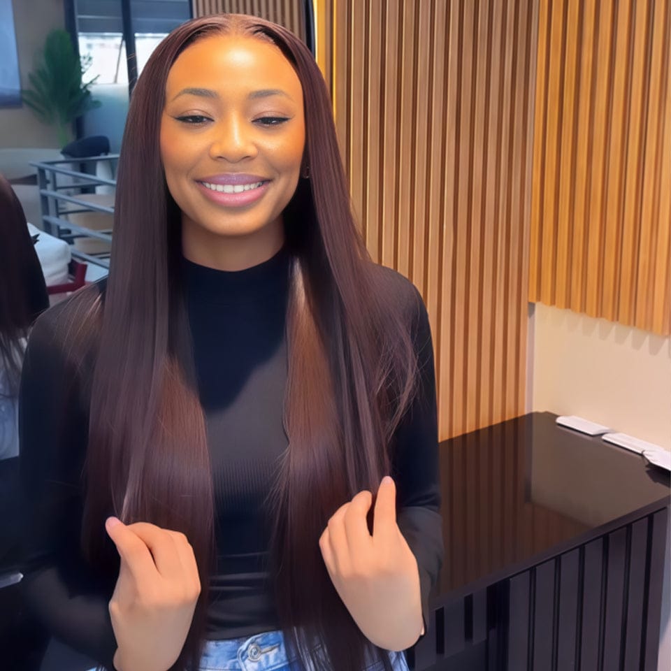 AILUXY 13x4 Lace Frontal #4 Lisse Perruque Court et Frisé Volume Maximum et Attitude