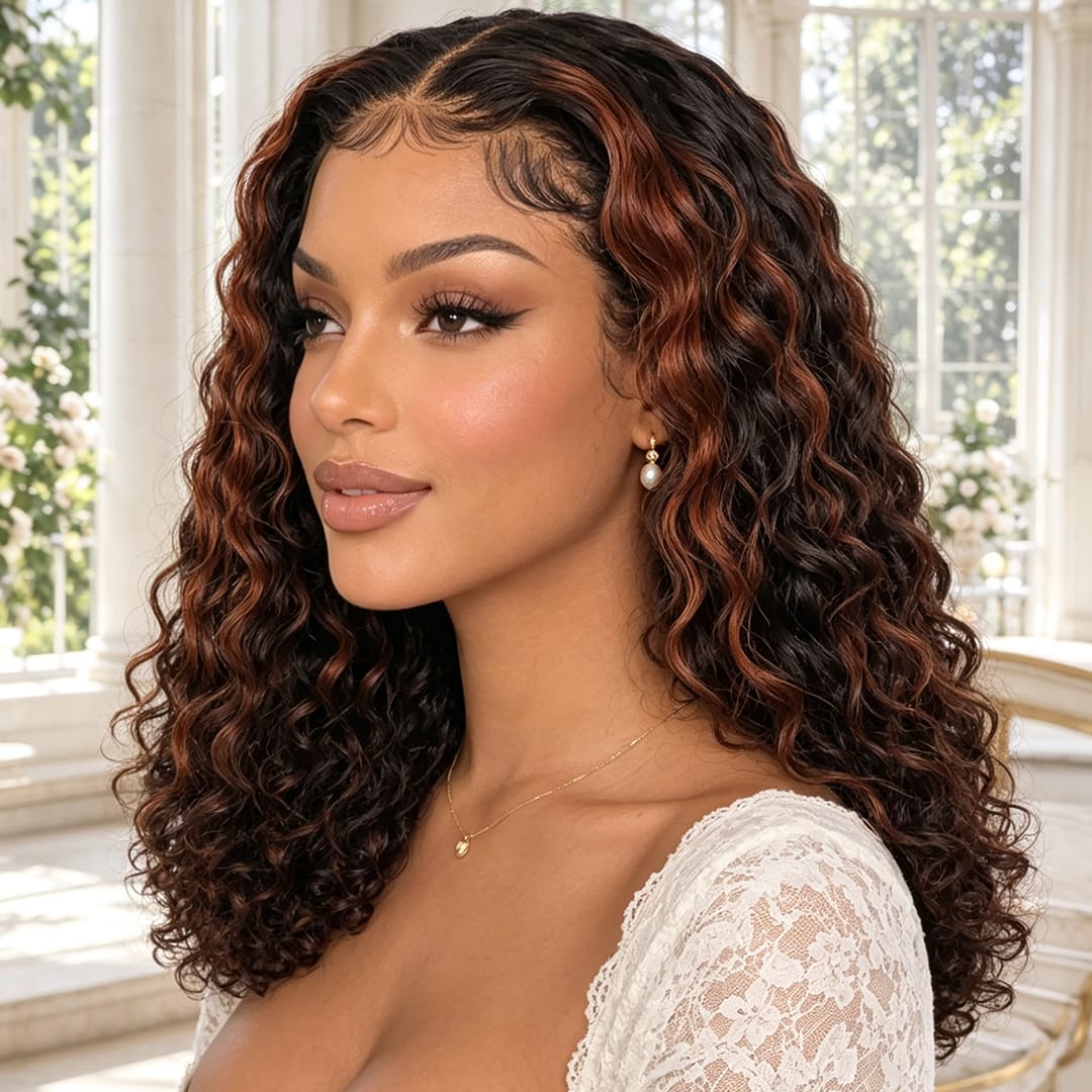 AILUXY 13x4 Lace Frontal Bob 200% densité Perruque Curly Courte Perruque 100% Cheveux Humains