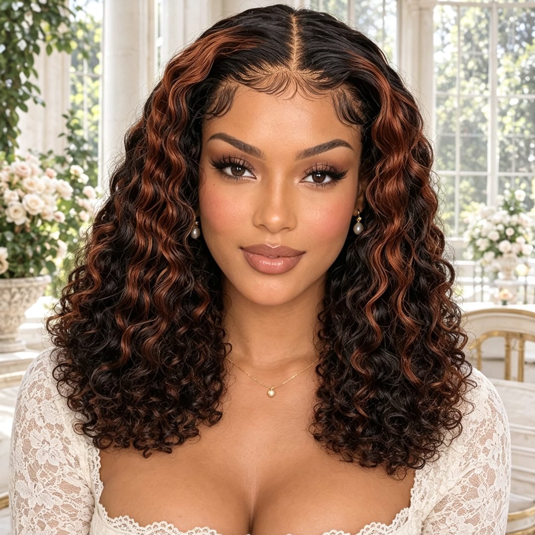 AILUXY 13x4 Lace Frontal Bob 200% densité Perruque Curly Courte Perruque 100% Cheveux Humains