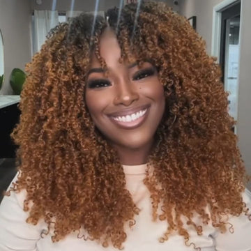AILUXY 13x4 Lace Frontal Boucles Caramel Lumineuses, Volume Maximal Perruque Afro