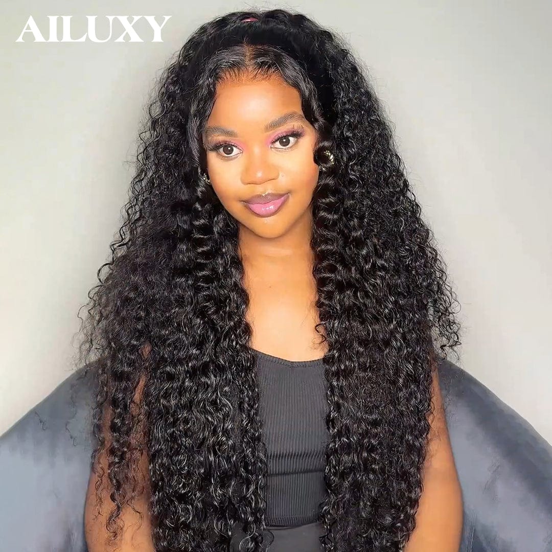 AILUXY 13x4 Lace Frontal Curly Rose Wave Perruque 200% Densité 100% Vrais Cheveux Humains
