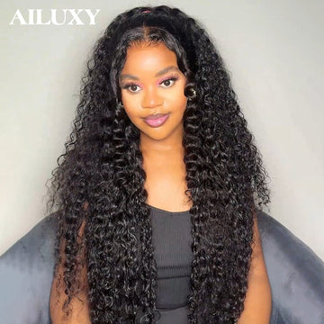 AILUXY 13x4 Lace Frontal Curly Rose Wave Perruque 200% Densité 100% Vrais Cheveux Humains
