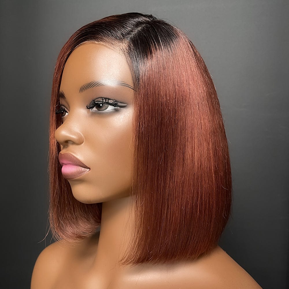 AILUXY 13x4 Lace Frontal  Lisse Bob Perruque 100% Cheveux Humains