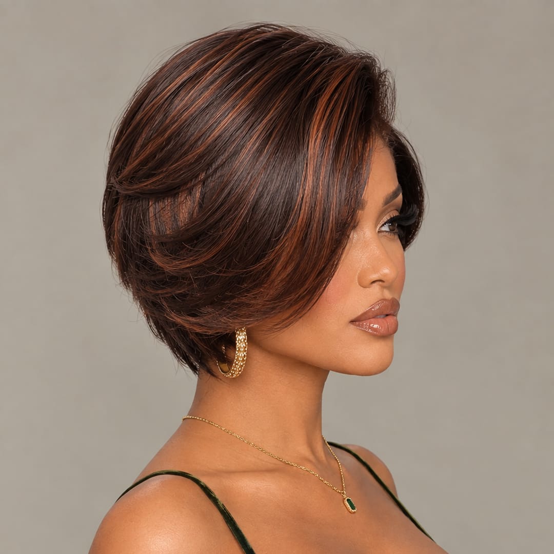 AILUXY 13x4 Lace Frontal Lisse JUJU Bob Perruque 100% Cheveux Humains comme sur la vidéo 2 - 3 jours reçus+Un beau cadeau
