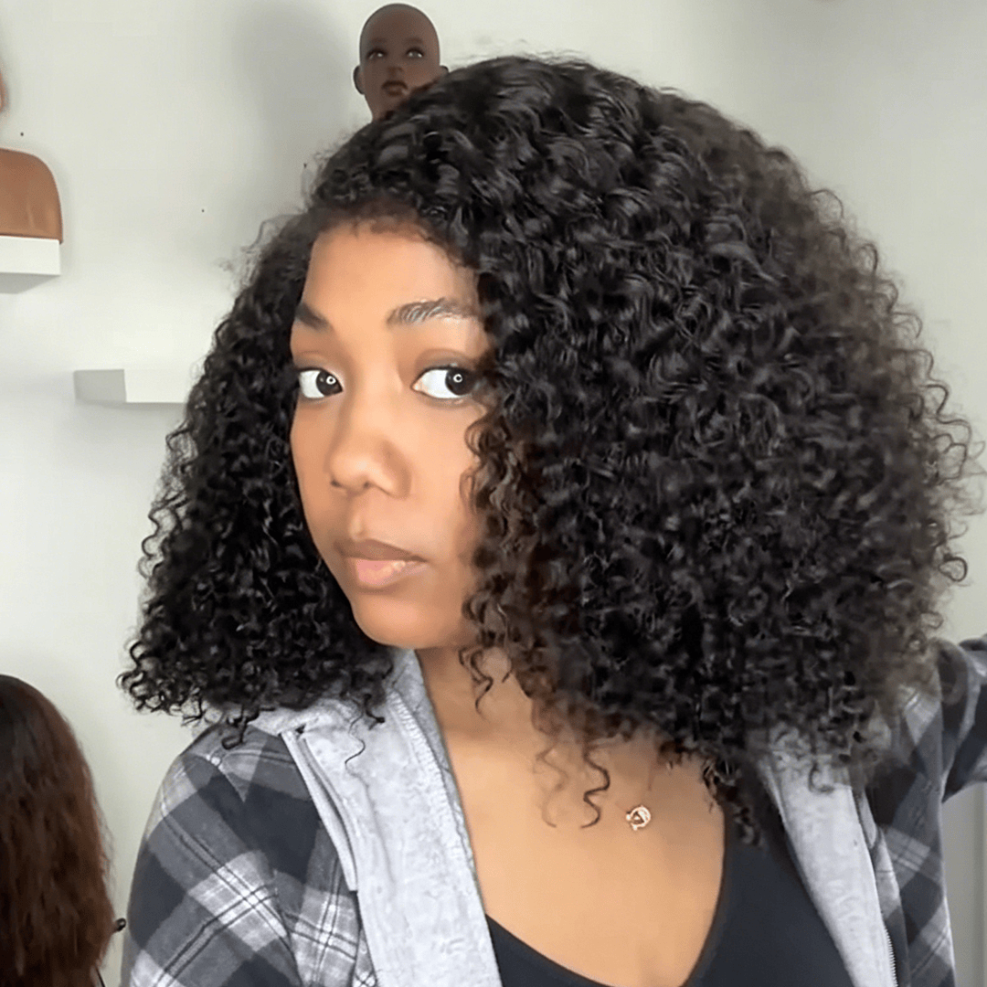 AILUXY 13x4 Lace Frontal Perruque Courte Bouclée – nouvelles perruques avec une raie sur le côté