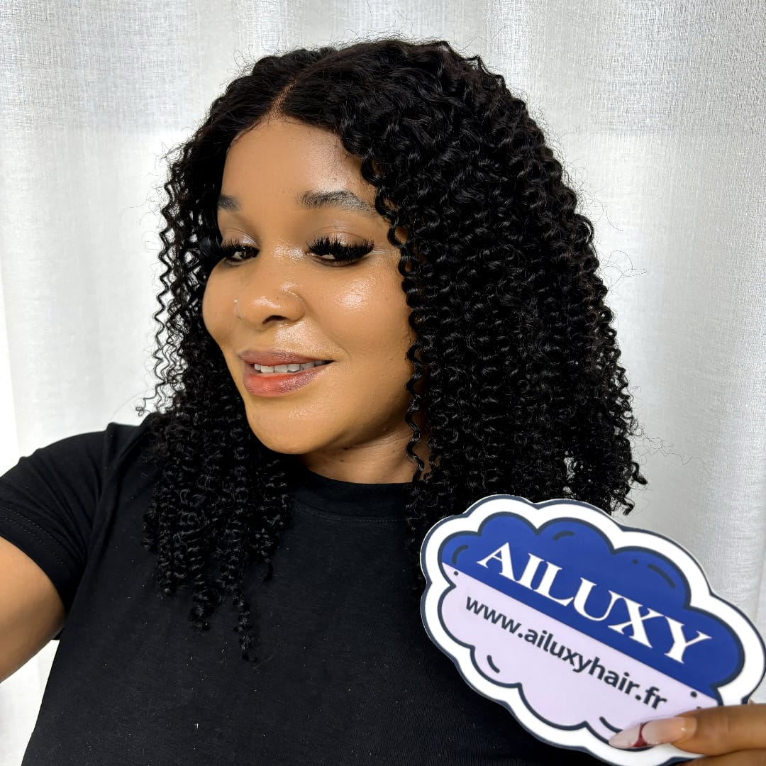 AILUXY 13x4 Lace Frontal Perruque Curly Courte Bouclée – nouvelles perruques avec une raie sur le côté identique à la vidéo