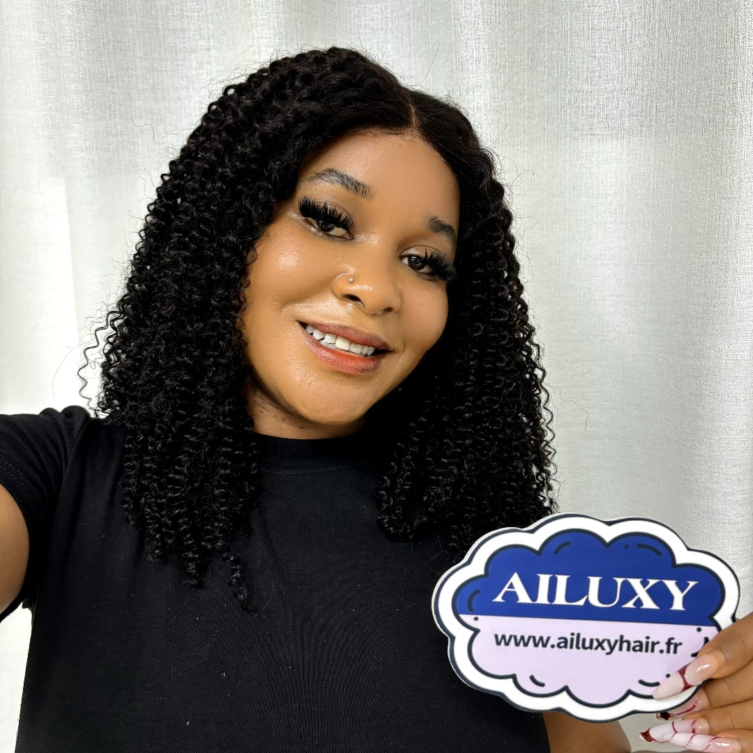 AILUXY 13x4 Lace Frontal Perruque Curly Courte Bouclée – nouvelles perruques avec une raie sur le côté identique à la vidéo