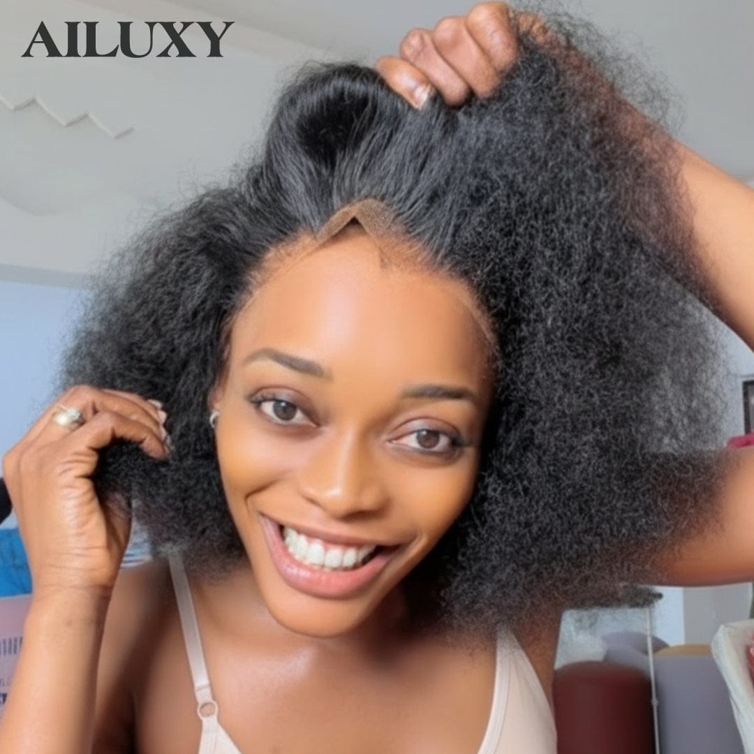 AILUXY 13x4 Lace Frontal Perruque Légère pour Été Respirable et Stylish-bouclée Curly