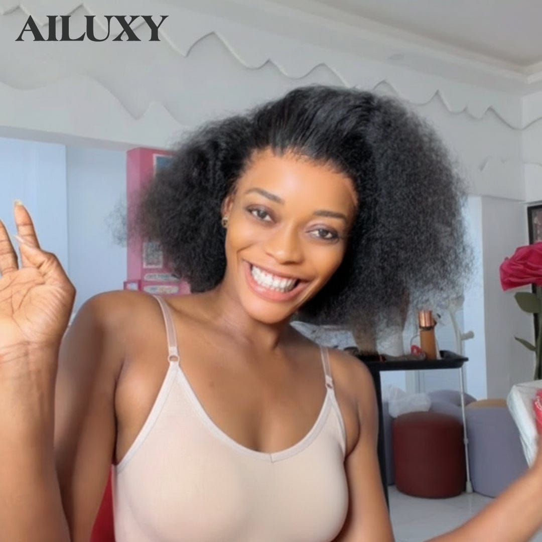 AILUXY 13x4 Lace Frontal Perruque Légère pour Été Respirable et Stylish-bouclée Curly