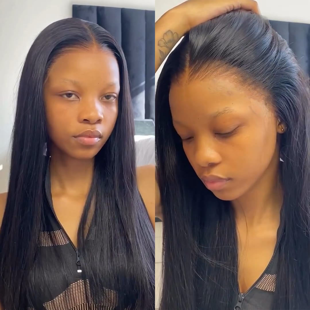 AILUXY 13x4 Lace Frontal Perruque Lisse Noir Perruque Légère pour Été : Respirable et Stylish