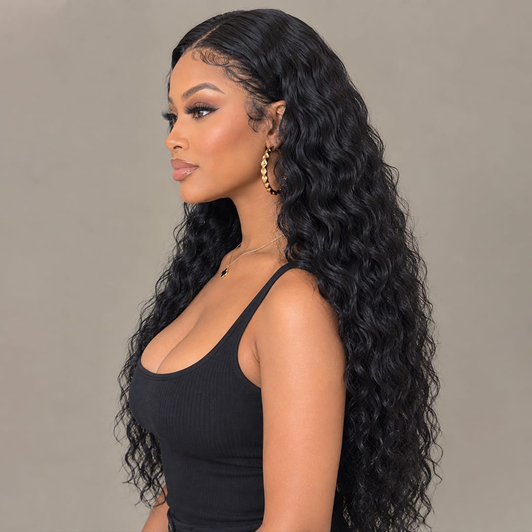 AILUXY 3 Paquets Avec 13x4 Lace Frontal Deep Wave Couleur Naturelle