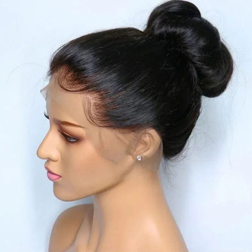 AILUXY 360 Lace Frontal Perruque Lisse Longue Noir 100% cheveux humains