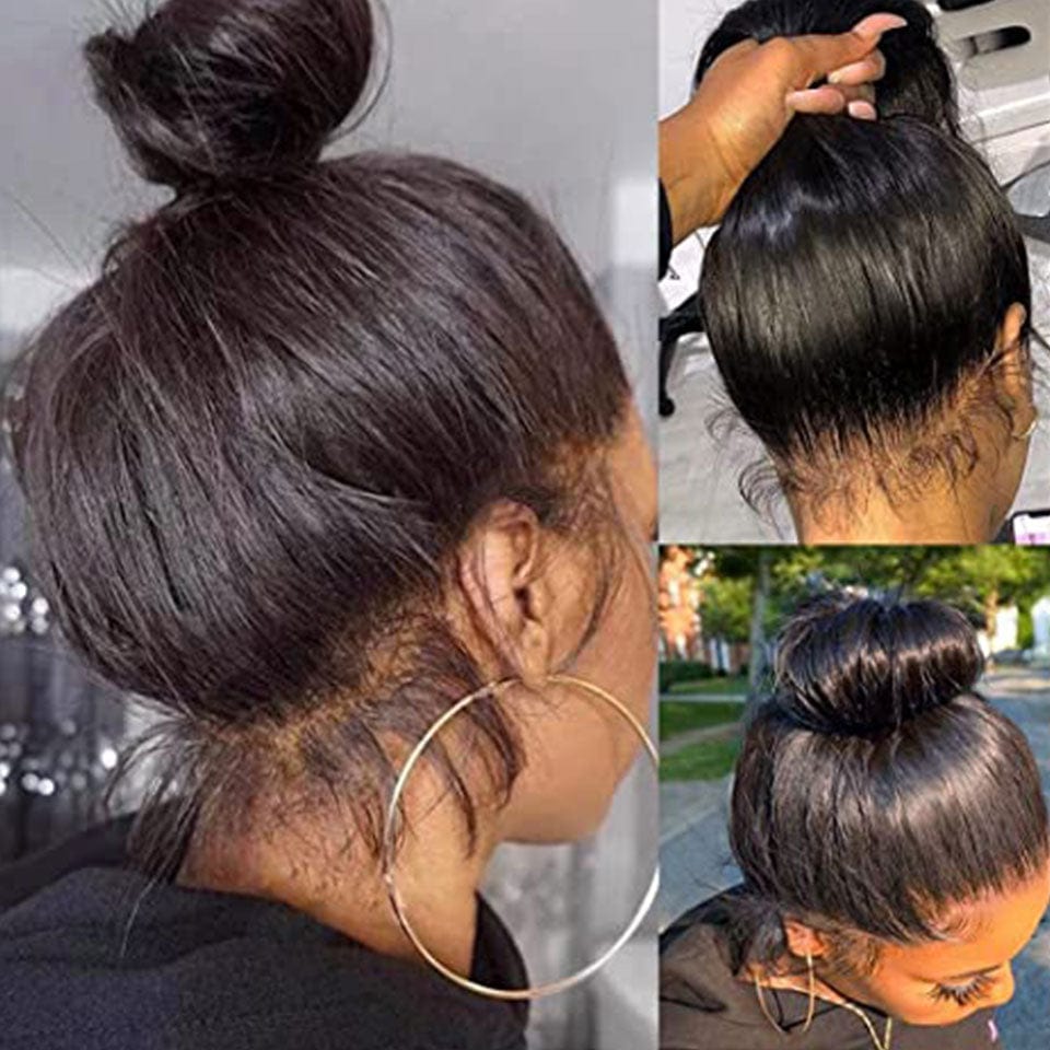 AILUXY 360 Lace Frontal Perruque Lisse Longue Noir 100% cheveux humains comme sur la vidéo 2 - 3 jours reçus+Un beau cadeau