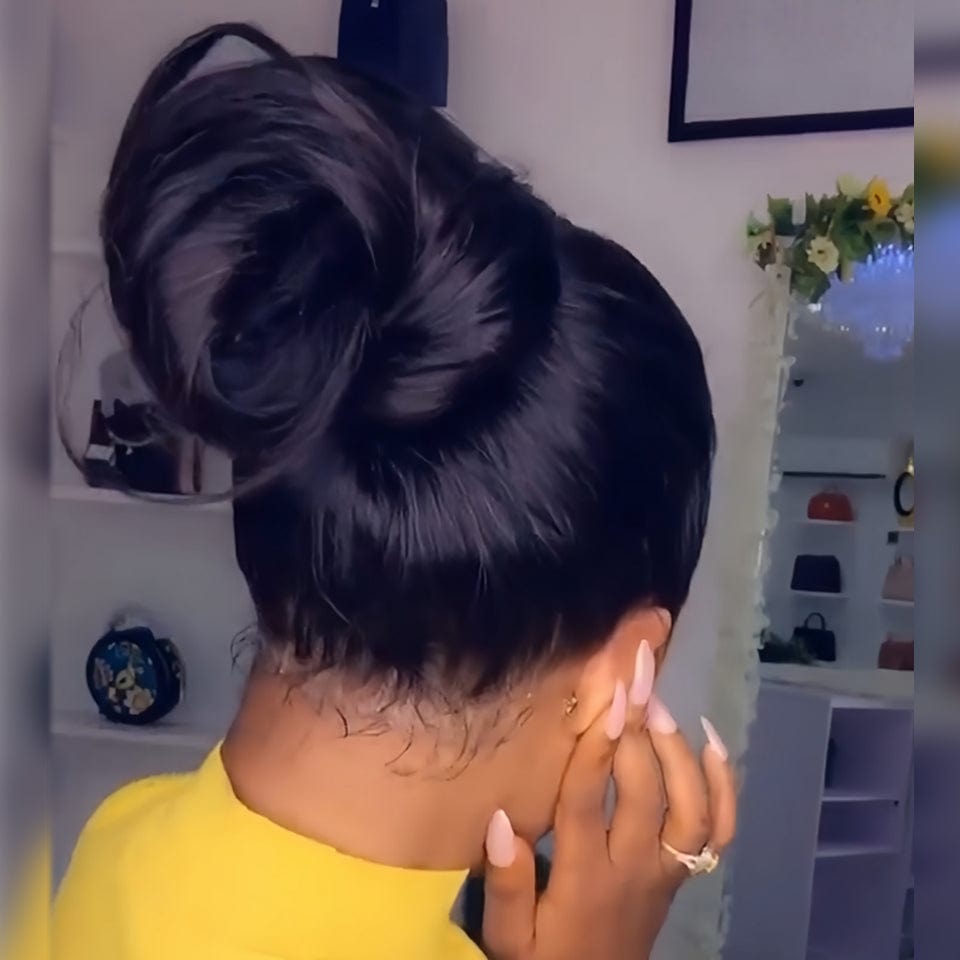 AILUXY 360 Lace Frontal Perruque Lisse Longue Noir 100% cheveux humains comme sur la vidéo 2 - 3 jours reçus+Un beau cadeau