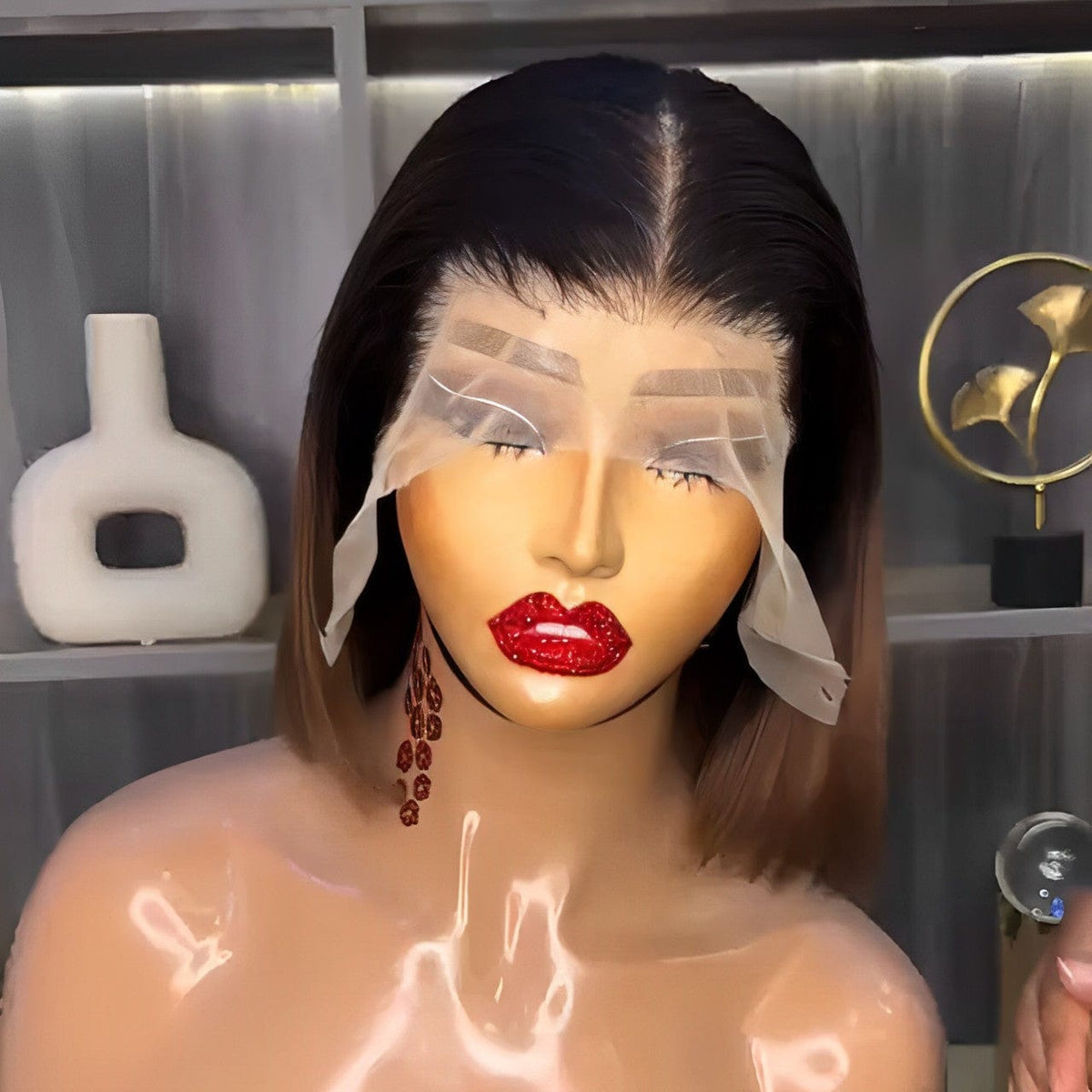 AILUXY 4x4 Lace Perruque Lisse Bob Perruque Courte 200% densité 100% cheveux humains comme sur la vidéo 2 - 3 jours reçus