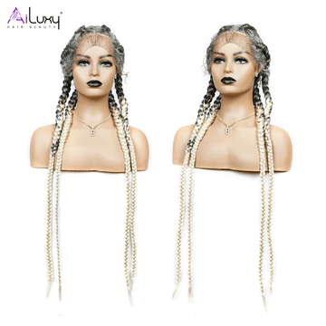 AILUXY Braid Perruque 100% Cheveux Humains