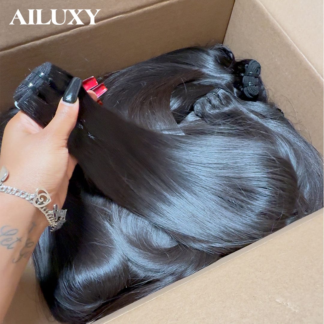 AILUXY Cheveux bruts vietnamiens naturels - Extension lisse résistante et douce