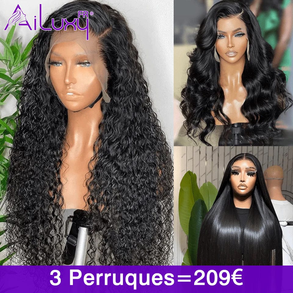 AILUXY Ensemble de 3 Perruques =209€ | Dentelle closure 4x4, cheveux 100% humains