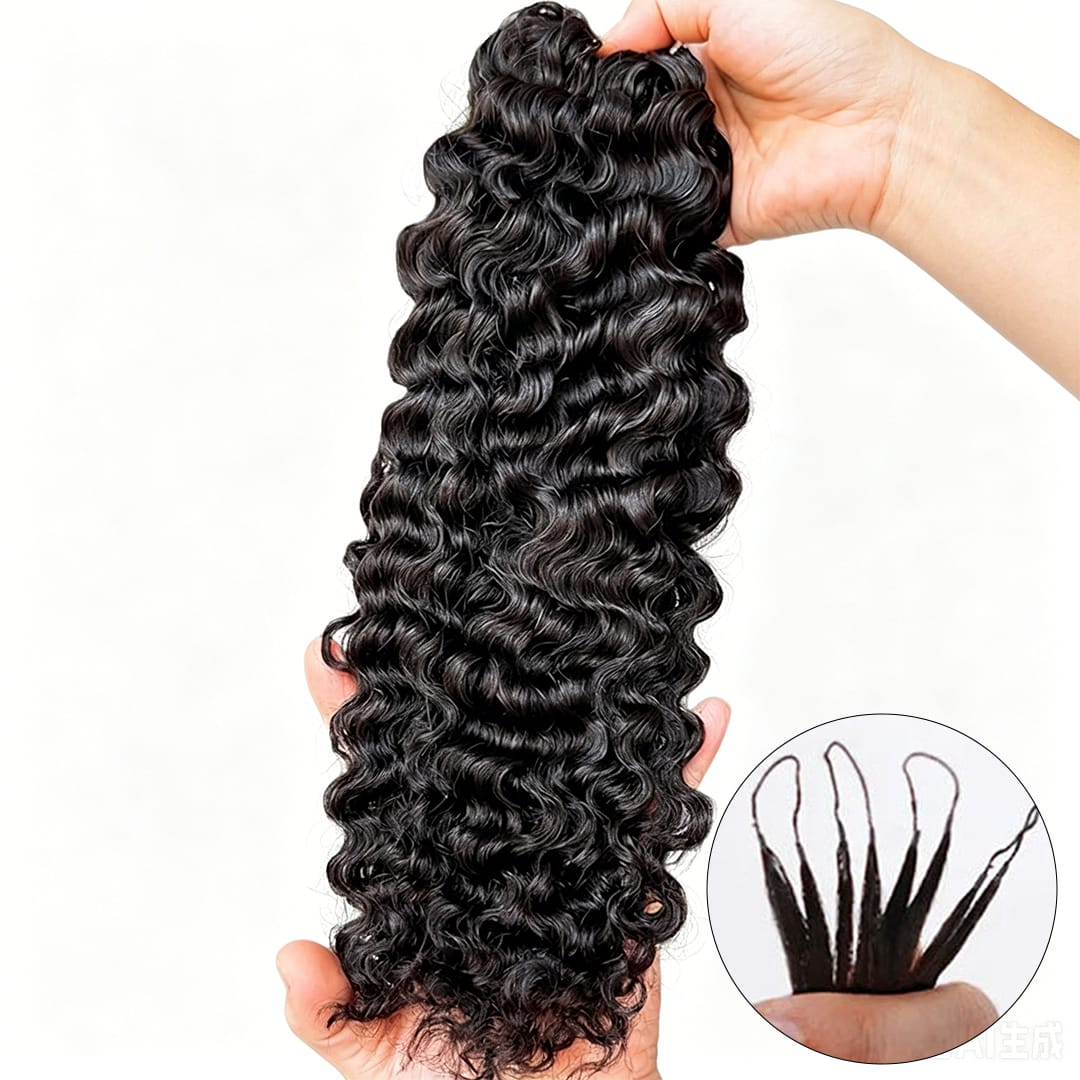 AILUXY Extensions de Cheveux Humain deep wave Plumes Double Tête Style Crochet Hair Extensions crochet invisible & Confort