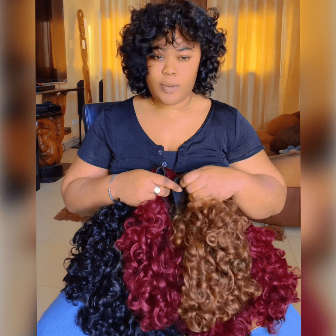 AILUXY Frange Bob Perruque En Couleur Rouleau de vague