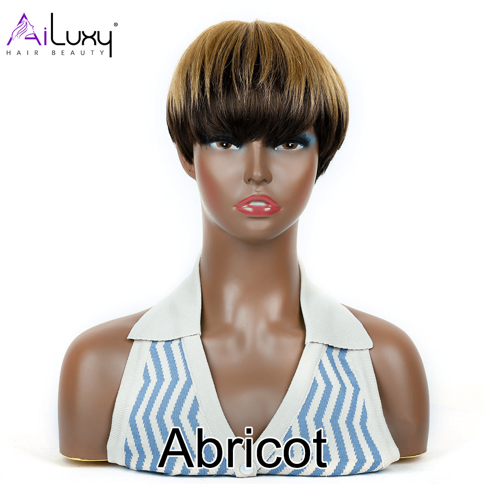 AILUXY Lisse Courte couleur chocolat Perruque 100% Cheveux Humains comme sur la vidéo 2 - 3 jours reçus+Un beau cadeau