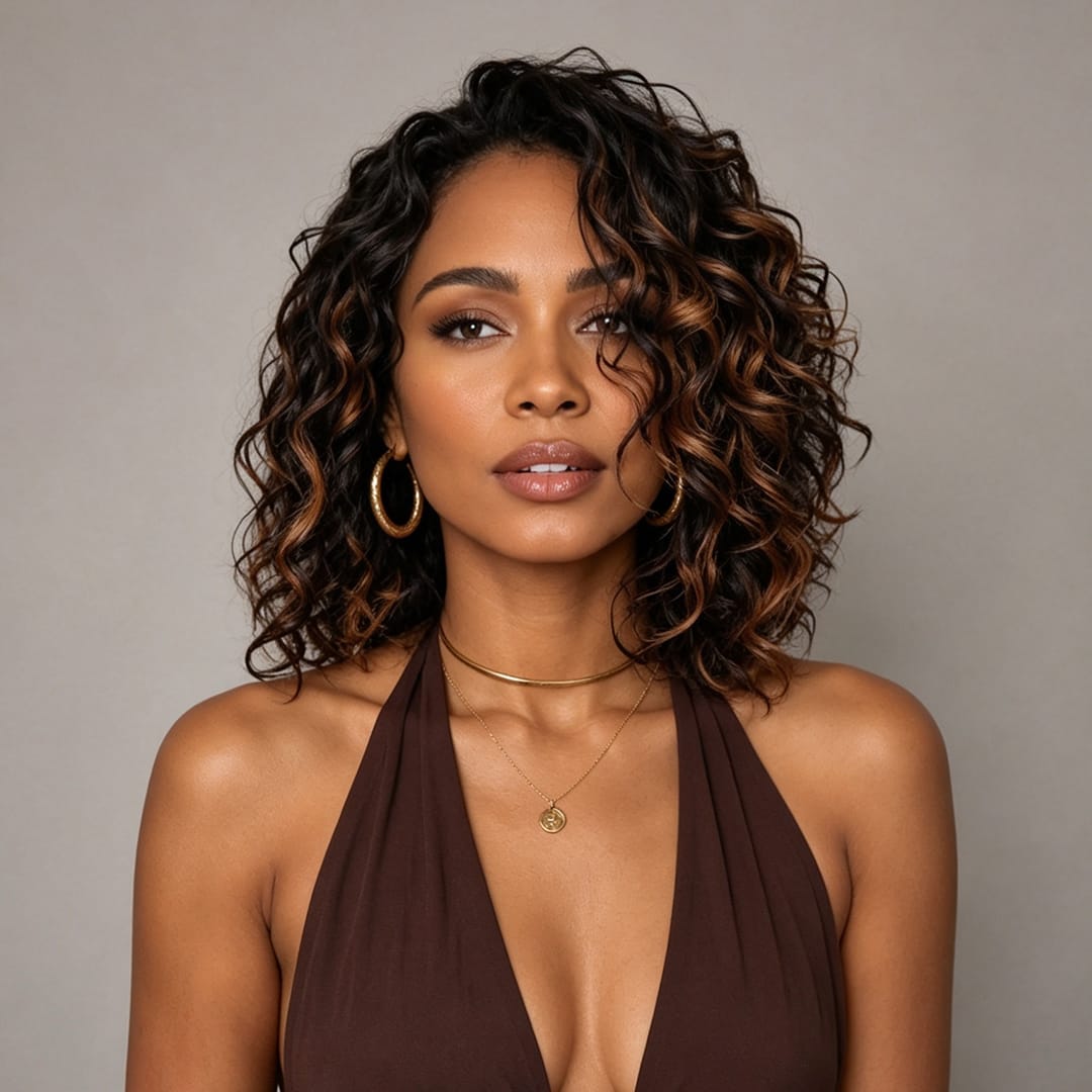AILUXY Perruque 13x4 Lace Closure Perruque BOB Curly 200% densité 100% Cheveux humains