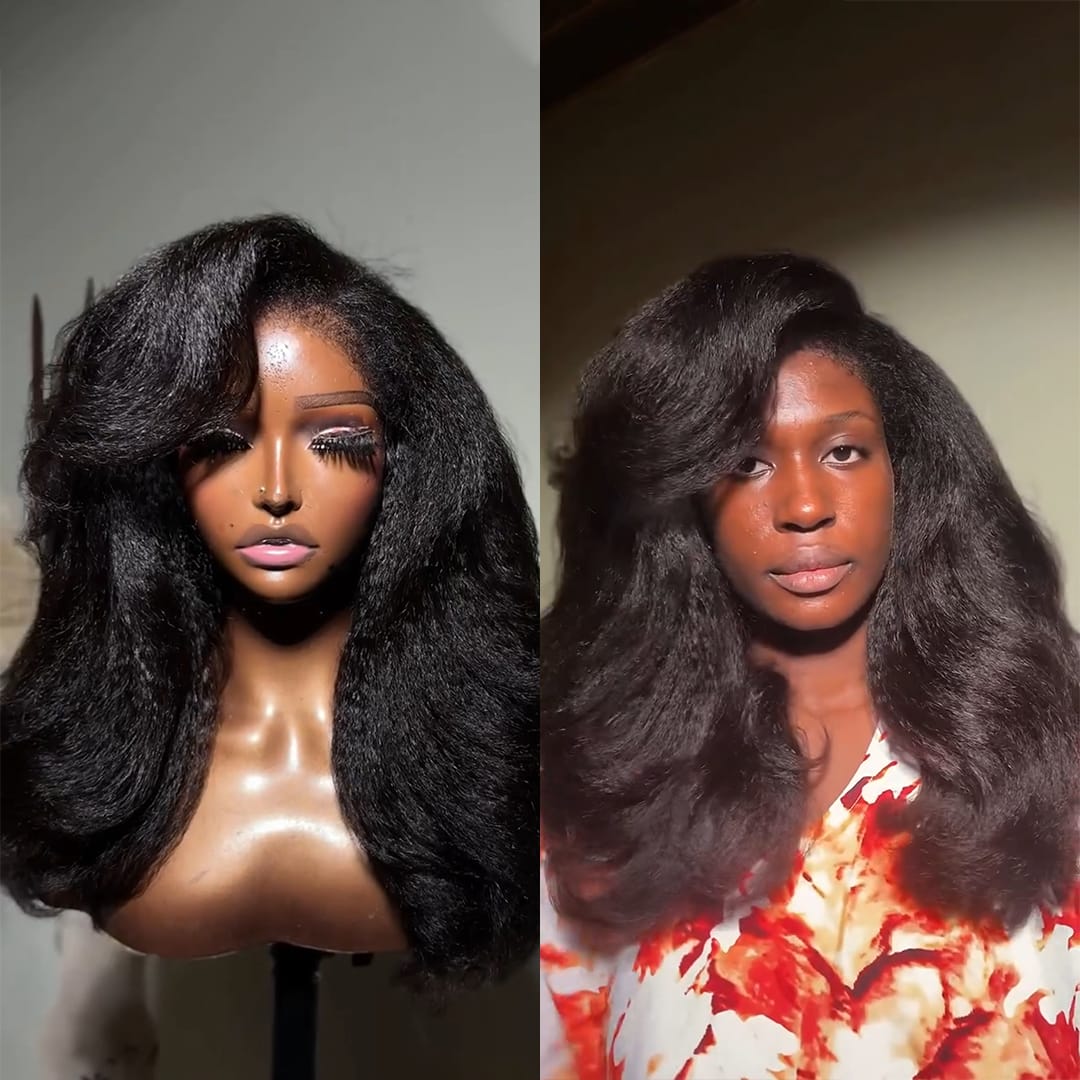 AILUXY Perruque  13X4 Lace Front 100% Cheveux Humains, Texture Ondulée Naturelle, Volume XXL pour un Look Authentique