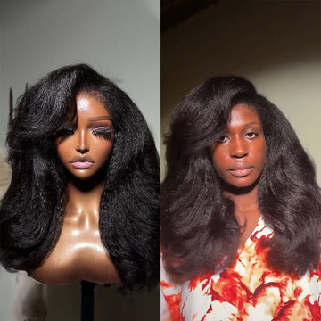 AILUXY Perruque  13X4 Lace Front 100% Cheveux Humains, Texture Ondulée Naturelle, Volume XXL pour un Look Authentique