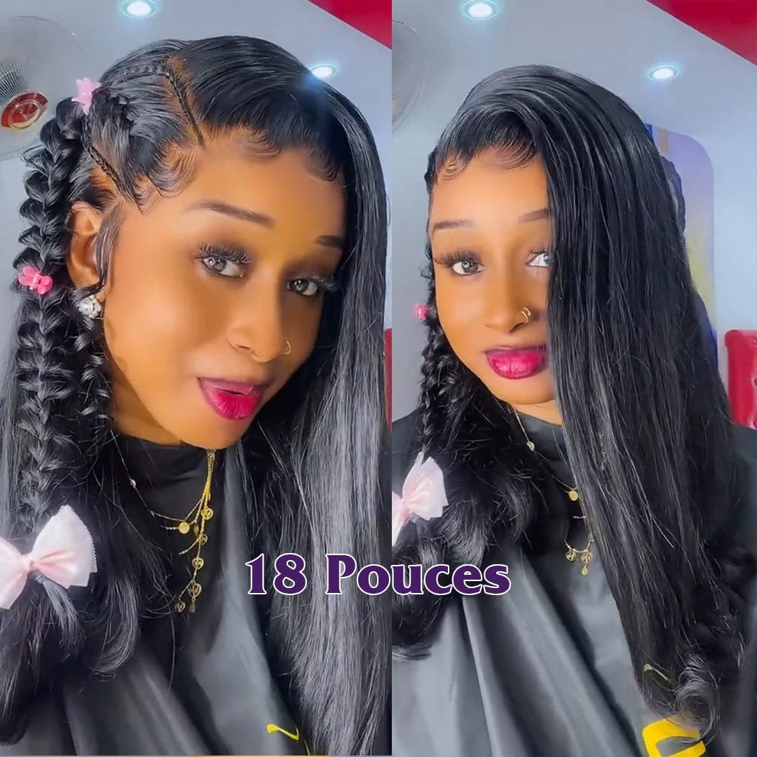 AILUXY Perruque 13x4 Lace Frontal Cheveux 100% naturels, rendu identique à la photo, avec un style tressé charmant，Coiffure Relevée