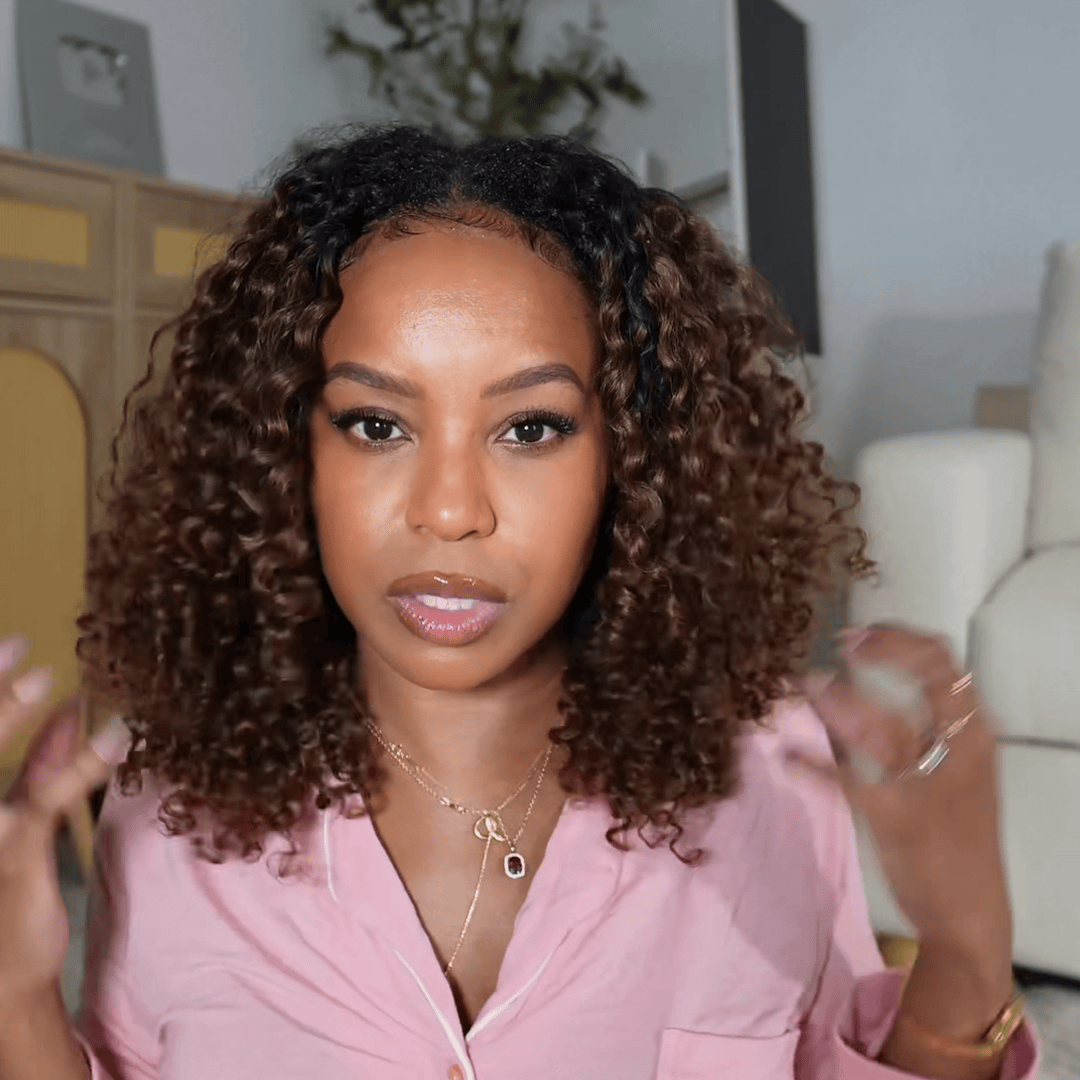 AILUXY Perruque 4x4lace Curly 1bt4 100% Cheveux Humains Bob Perruque Courte