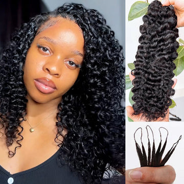 AILUXY Extensions de Cheveux Humain deep wave Plumes Double Tête Style Crochet Hair Extensions crochet invisible & Confort