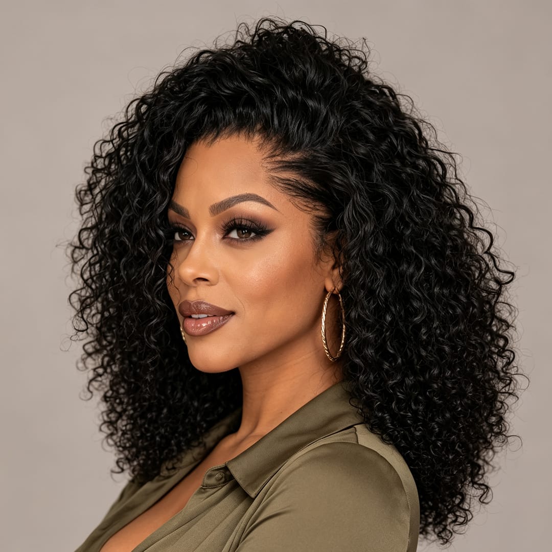 AILUXY Perruque Afro Bouclée Noire Grand Volume, Boucles Serrées Look Très Naturel