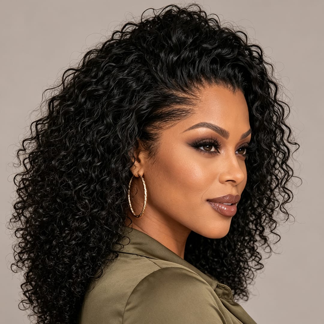 AILUXY Perruque Afro Bouclée Noire Grand Volume, Boucles Serrées Look Très Naturel