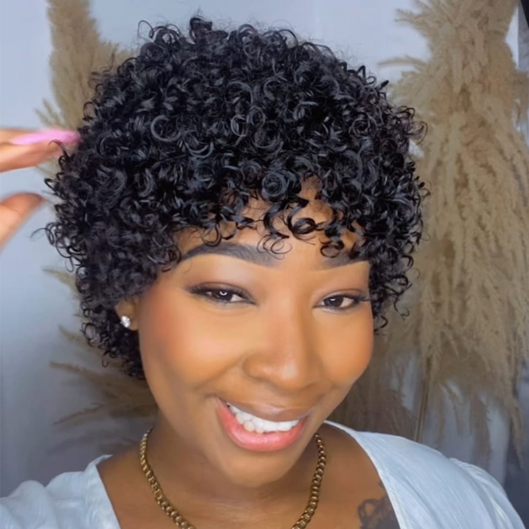 AILUXY Perruque Afro Courte, Boucles Souples, Rendu Naturel Sans Coiffage Compliqué