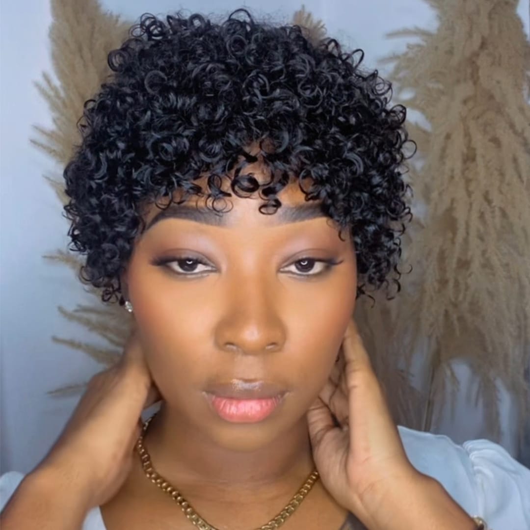 AILUXY Perruque Afro Courte, Boucles Souples, Rendu Naturel Sans Coiffage Compliqué