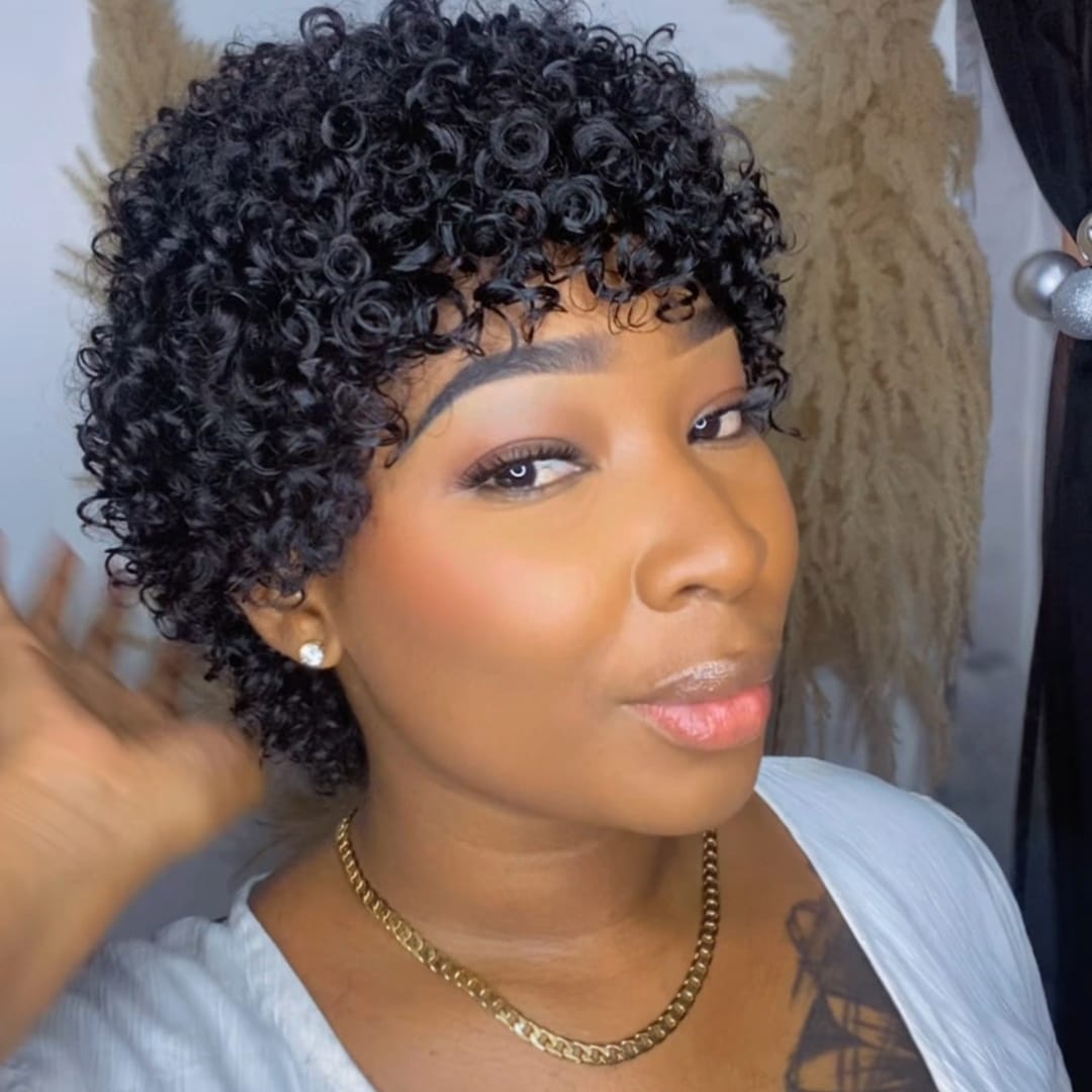 AILUXY Perruque Afro Courte, Boucles Souples, Rendu Naturel Sans Coiffage Compliqué