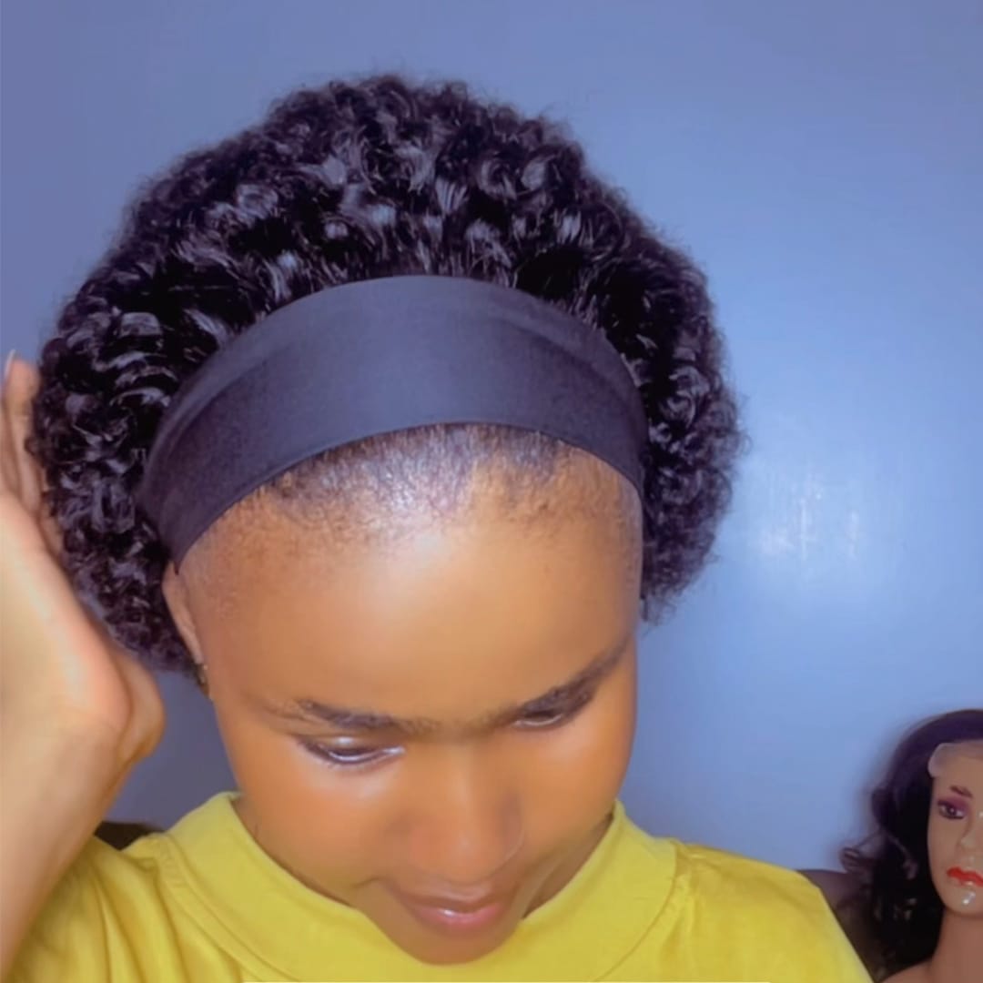 AILUXY Perruque Bandeau à Boucles Noir uni ou Mèches Caramel, Votre Nouveau Look Instantané
