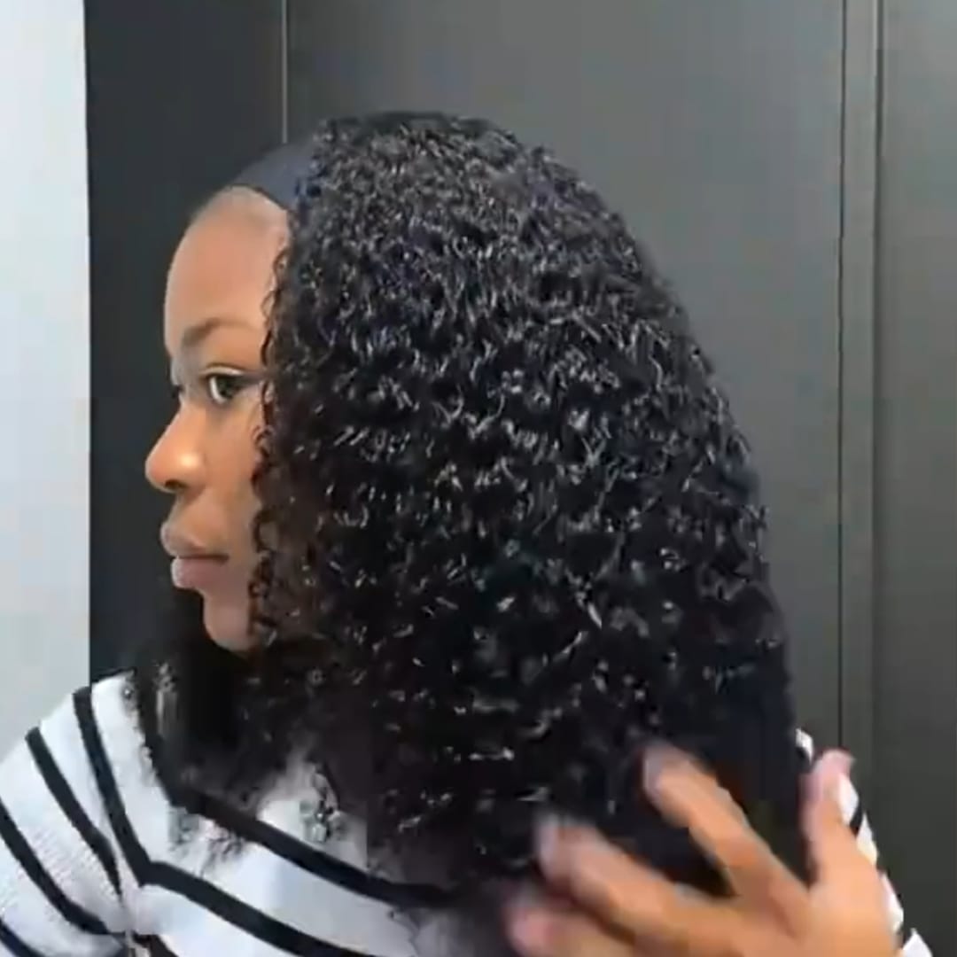 AILUXY Perruque Bandeau courte à petits bouclés – Look naturel et volumineux, légère et sans chaleur pour l'été