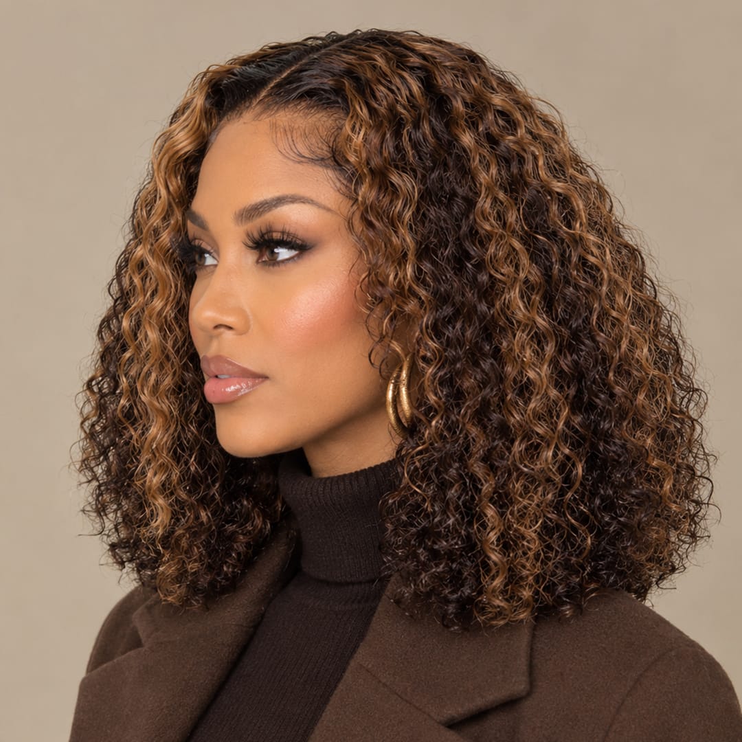 AILUXY Perruque Bob 4x4 en dentelle couleur brun miel #4/27 | Look naturel et élégant