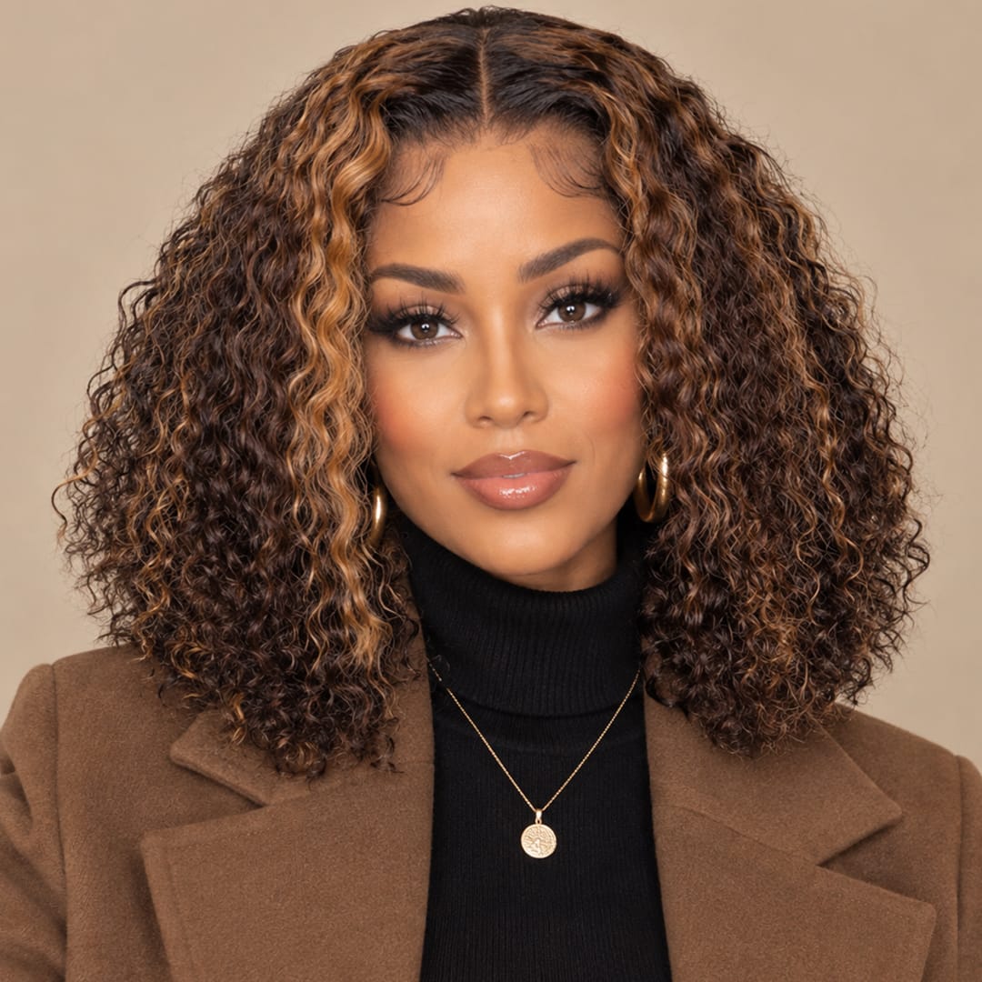 AILUXY Perruque Bob 4x4 en dentelle couleur brun miel #4/27 | Look naturel et élégant