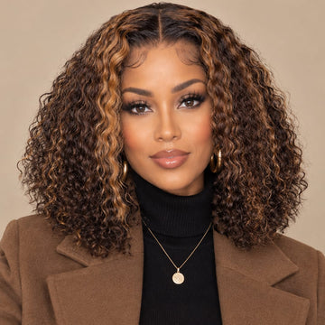 AILUXY Perruque Bob 4x4 en dentelle couleur brun miel #4/27 | Look naturel et élégant