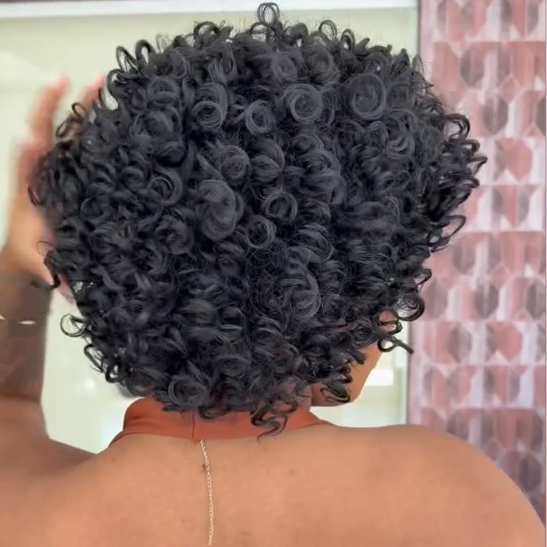 AILUXY Perruque Bouclettes Volumineuses Kinky Curly  Cheveux Vierges Humains Look Très Naturel