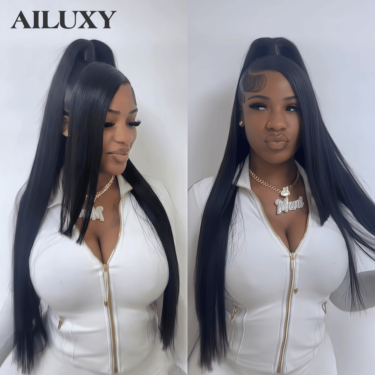 AILUXY Perruque Cheveux Humains 100% | Dentelle 13×4 Frontale, Coiffure Lisse Parfaite Comme sur la Photo – Qualité Premium