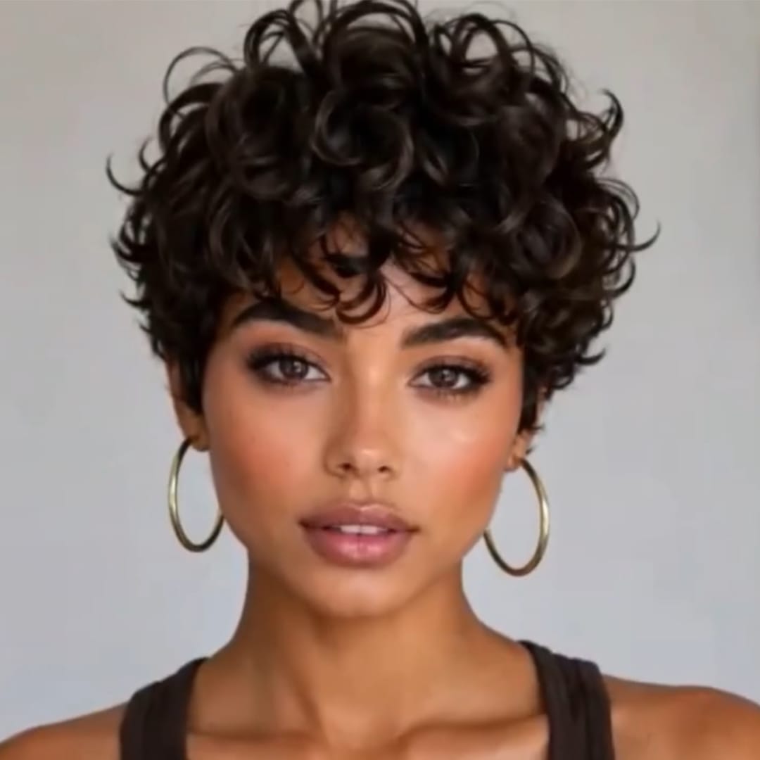 AILUXY Perruque Courte Pixie Bouclée | Boucles Décontractées Look Très Naturel